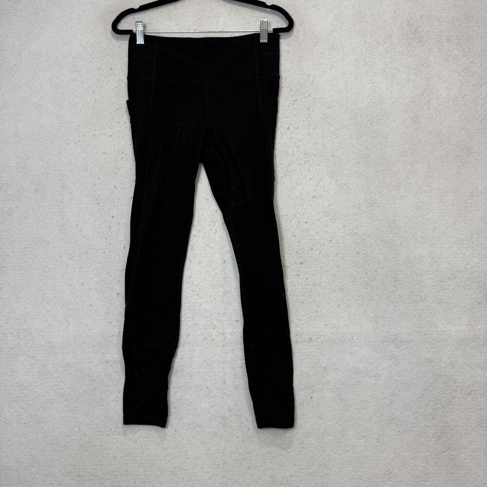Athleta Leggings Womens Small Black High Rise Ankle Moto Pockets Yoga Pants